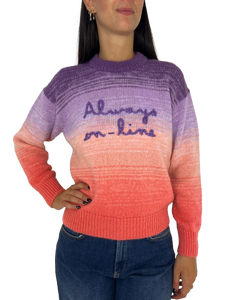 MAGLIONE DONNA VIOLA/ARANCIONE