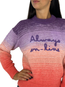 MAGLIONE DONNA VIOLA/ARANCIONE