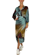 Carica l&#39;immagine nel visualizzatore di Gallery, ABITO DONNA FANTASIA AZZURRO/MARRONE
