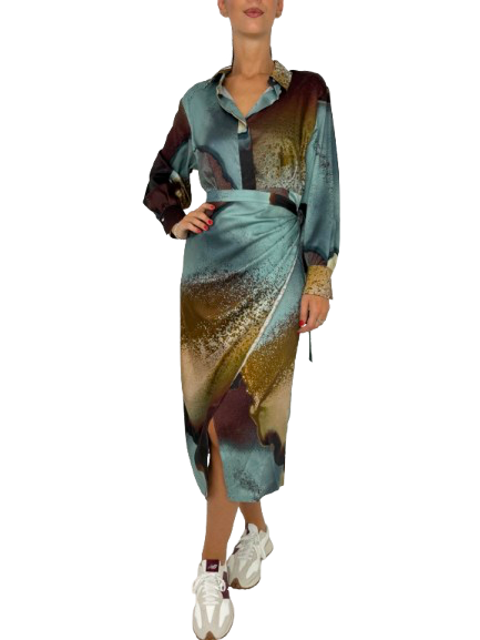 ABITO DONNA FANTASIA AZZURRO/MARRONE