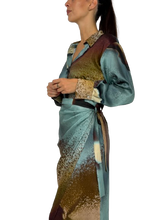 Carica l&#39;immagine nel visualizzatore di Gallery, ABITO DONNA FANTASIA AZZURRO/MARRONE
