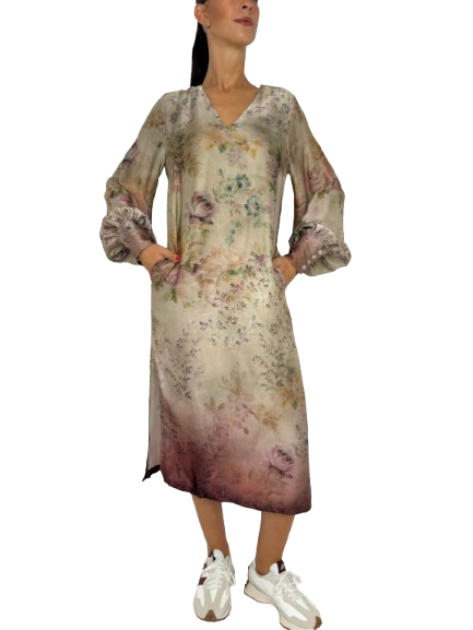 ABITO DONNA FANTASIA FLOREALE BEIGE