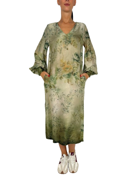 ABITO DONNA FANTASIA FLOREALE VERDE