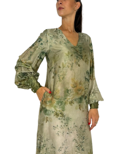 ABITO DONNA FANTASIA FLOREALE VERDE