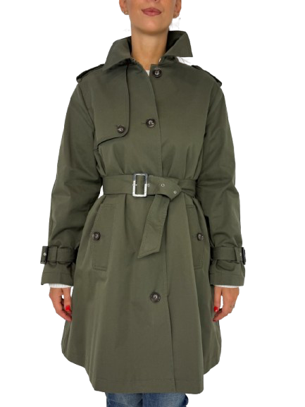 TRENC DONNA VERDE MILITARE DOPPIO PETTO
