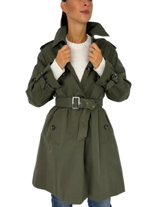 TRENC DONNA VERDE MILITARE DOPPIO PETTO