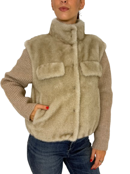 GIACCA DONNA IN PELLICCIA ECOLOGIA BEIGE