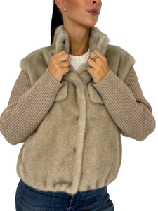 GIACCA DONNA IN PELLICCIA ECOLOGIA BEIGE
