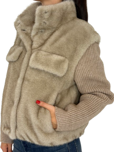 GIACCA DONNA IN PELLICCIA ECOLOGIA BEIGE