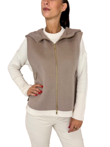 GILET DONNA TORTORA CON CAPPUCCIO