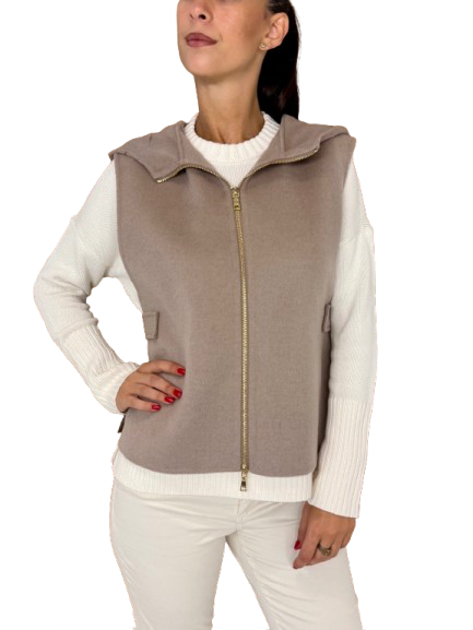 GILET DONNA TORTORA CON CAPPUCCIO