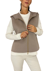 GILET DONNA TORTORA CON CAPPUCCIO