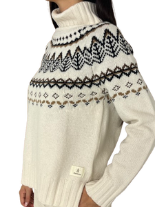 MAGLIONE DONNA JAQUARD COLLO ALTO