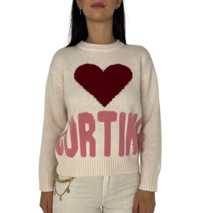 PULLOVER DONNA ROSA CON LOGO FRONTALE