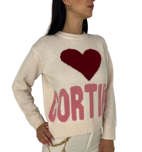 PULLOVER DONNA ROSA CON LOGO FRONTALE