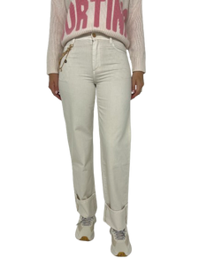 JEANS DONNA BIANCHI CON RISVOLTO