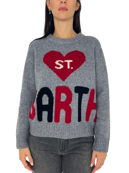 PULLOVER DONNA GRIGIO CON LOGO FRONTALE