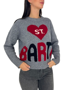 PULLOVER DONNA GRIGIO CON LOGO FRONTALE