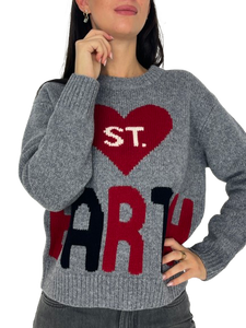 PULLOVER DONNA GRIGIO CON LOGO FRONTALE