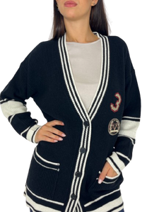 CARDIGAN DONNA NERO CON TOPPE