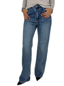 JEANS DONNA A PALAZZO CON STRASS