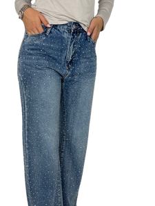 JEANS DONNA A PALAZZO CON STRASS