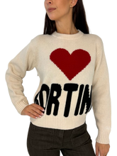 Carica l&#39;immagine nel visualizzatore di Gallery, PULLOVER DONNA PANNA CON LOGO FRONTALE

