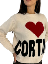 Carica l&#39;immagine nel visualizzatore di Gallery, PULLOVER DONNA PANNA CON LOGO FRONTALE
