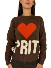 Carica l&#39;immagine nel visualizzatore di Gallery, PULLOVER DONNA MARRONE CON LOGO FRONTALE
