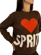 Carica l&#39;immagine nel visualizzatore di Gallery, PULLOVER DONNA MARRONE CON LOGO FRONTALE
