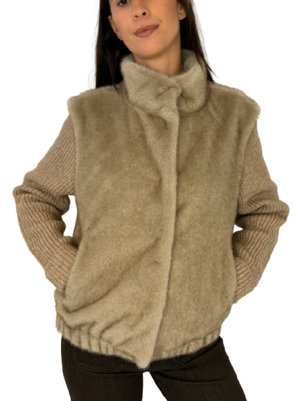 GIACCA DONNA IN PELLICCIA ECOLOGIA BEIGE