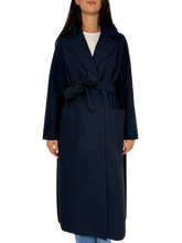 Carica l&#39;immagine nel visualizzatore di Gallery, CAPPOTTO DONNA BLU CON CINTURA COORDINATA
