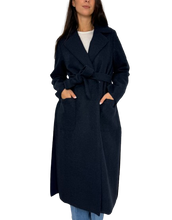 Carica l&#39;immagine nel visualizzatore di Gallery, CAPPOTTO DONNA BLU CON CINTURA COORDINATA
