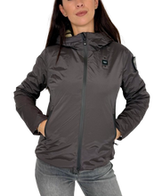 Carica l&#39;immagine nel visualizzatore di Gallery, GIUBBINO DONNA GRIGIO CON CAPPUCCIO
