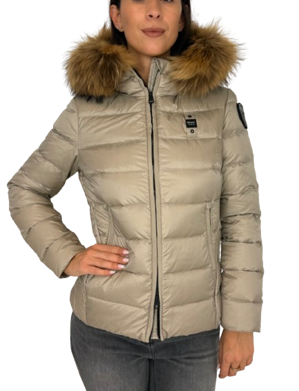 PIUMINO DONNA BEIGE CON CAPPUCCIO