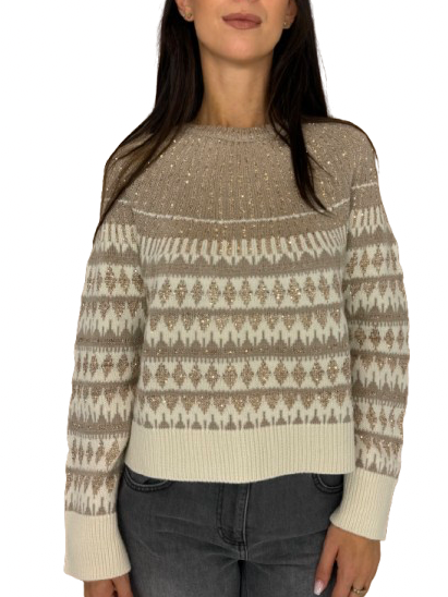 PULLOVER DONNA ORO/BEIGE A FANTASIA