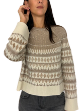 Carica l&#39;immagine nel visualizzatore di Gallery, PULLOVER DONNA ORO/BEIGE A FANTASIA
