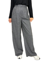 Carica l&#39;immagine nel visualizzatore di Gallery, PANTALONI DONNA A PALAZZO GRIGI MISTO LANA
