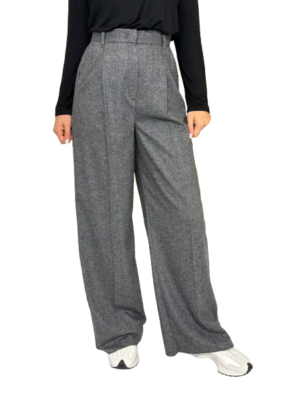 PANTALONI DONNA A PALAZZO GRIGI MISTO LANA