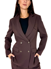 Carica l&#39;immagine nel visualizzatore di Gallery, GIACCA DONNA MARRONE DOPPIOPETTO
