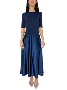 ABITO LUNGO BLU IN RASO