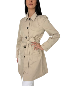 TRENCH DONNA BEIGE MONOPETTO CON CINTURA