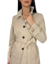 Carica l&#39;immagine nel visualizzatore di Gallery, TRENCH DONNA BEIGE MONOPETTO CON CINTURA
