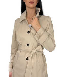 TRENCH DONNA BEIGE MONOPETTO CON CINTURA