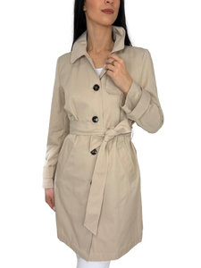 TRENCH DONNA BEIGE MONOPETTO CON CINTURA