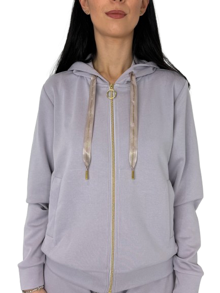 FELPA DONNA CON CAPPUCCIO LILLA