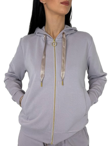 FELPA DONNA CON CAPPUCCIO LILLA