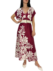ABITO DONNA BORDEAUX FANTASIA FLOREALE