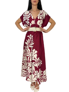 ABITO DONNA BORDEAUX FANTASIA FLOREALE