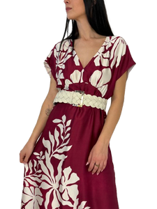 ABITO DONNA BORDEAUX FANTASIA FLOREALE
